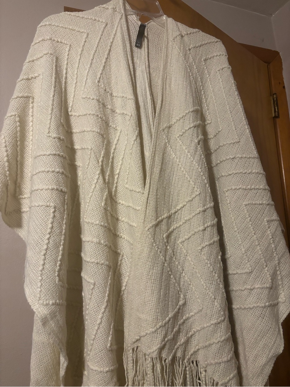 torrid Cream Knit Fringe Wrap Poncho